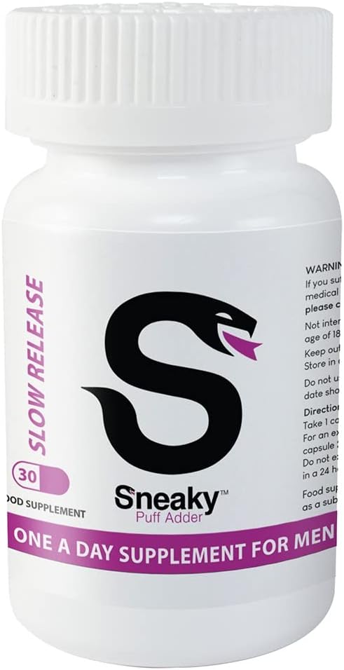 Sneaky Puff Adder | 30 Capsules | One a Day Slow-Release | Food Supplement Designed for Men | Men's Health | Wellbeing and X Drive | Buy with Confidence |