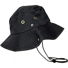 Newhattan Boonie Safari Bucket Hat Foldable Military Style Cap (Black, S/M)