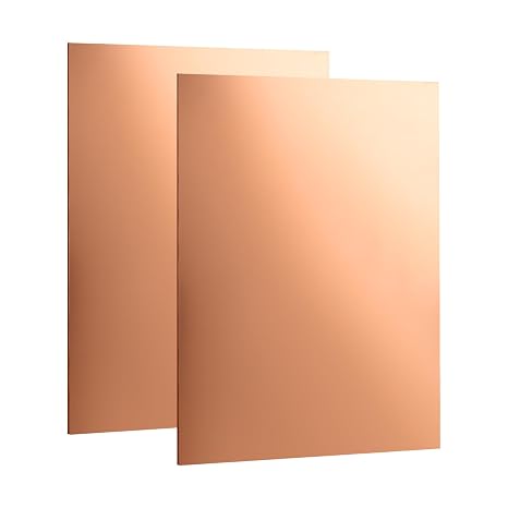 2Pcs Pure Copper Sheet 8 x 12 Inch 24 Gauge/0.5mm Metal Copper Plate Film Attached Copper Plates for Crafts, Jewelry, Repair, Electrical, Industry