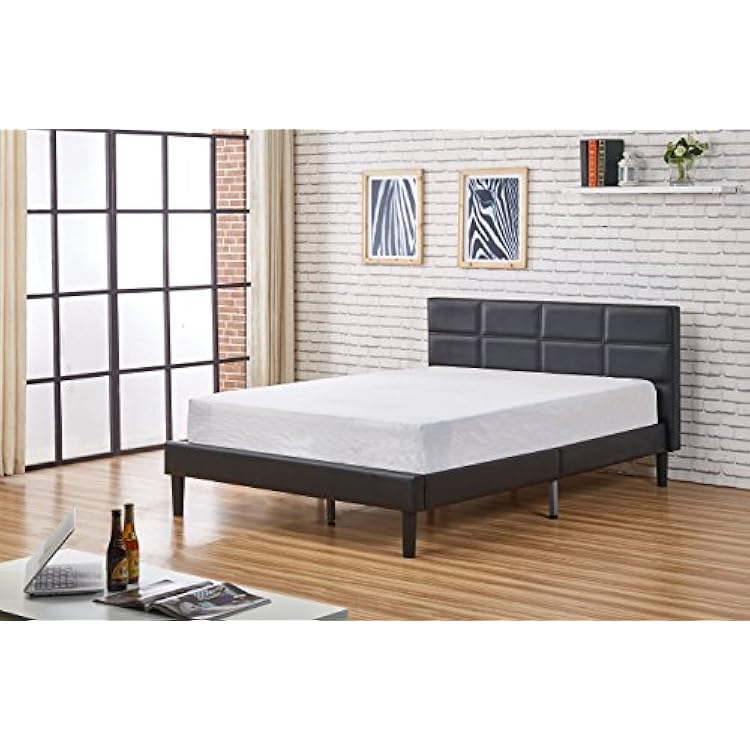 Shuffler Modern Faux Leather Upholstered Platform Bed, Full Size, Black