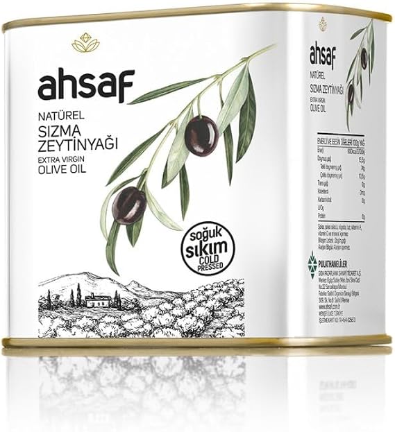 Ahsaf Soğuk Sıkım Natürel Sızma Zeytinyağı 500 ml - Teneke