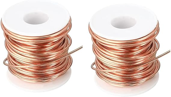 2 Rolls Soft Copper Wire Solid Bare Bendable Wire for Electroculture, Jewelry Making (12 Gauge 52.49Feet Per Roll) Easy to Use 16m
