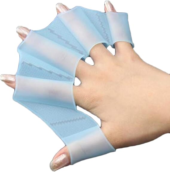Baost 1Pair Silicone Webbed Swimming Gloves Swimming Finger Webbed Gloves Flippers Fins Paddle Frog Hand Swimmers Web Training Paddles Swim Webbed Gloves for Kids Women Men