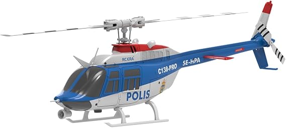 C138 PRO 1/33 Scale RC Helicopter Model, Bell 206 2.4G 6CH Flybarless Single Rotor Remote Control Helicopter, One Button Reverse Flight, for Adults and Advanced Users (RTF