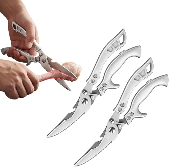 Stainless Steel Bone Cut Kitchen Scissors, 2026 New Heavy Duty Poultry Shears with Spring Loaded Handle, Multi Purpose Bone Cutting Kitchen Shears for Chicken Meat Fish Vegetables