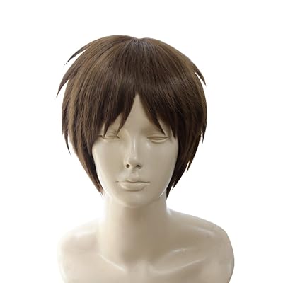 Short Men Cosplay Wigs Brown Straight Hair Wig for Boy Halloween Costumes Party Anime 12 inch