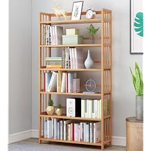 Valkyrie 6 Katlı Bambu Raf Kitaplık 78x23x149,5 cm Çok Amaçlı Düzenleyici Dekoratif Organizer