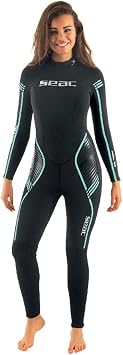 SEAC Feel Lady, one-Piece Ultra-Elastic 3 mm Neoprene Wetsuit with Back Zipper for Diving, Snorkelling and Freediving, Black