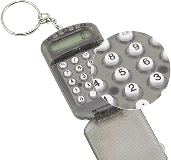 Black Pocket Calculator Key Ring Tiny Small Portable Mini Electronic Calculator for Home Students Basic Calculators Office Accessories