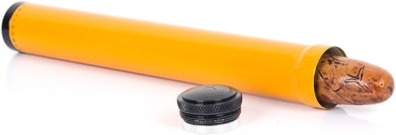 New Aluminium Alloy Metal 1 Finger Cigar Tube Holder Case Humidor (Yellow)