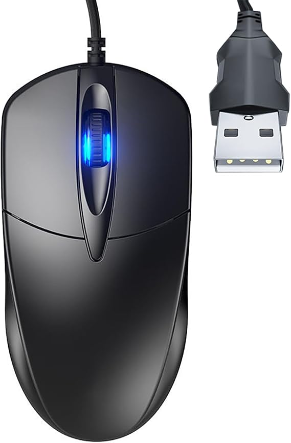 USB Wired Computer Mouse, Optical Gaming Mouse for Home/Business/Office Work Black Wired Computer Mouse for Laptop/PC/Computer/Mac Desktop Plug and Play, USB Interface