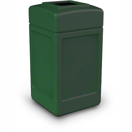 Commercial Zone Square Waste Receptacle, 42 Gallon, Forest Green
