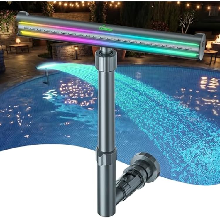 UIRWAY Dual Light Strip Solar Pool Fountain F5 Pro, 52 Ultra-Bright LEDs, 10-Color Pool Lights with 4 Modes, 120FT Remote Control, Adjustable Angle, for Above & In-Ground Pools, Solar Fountain