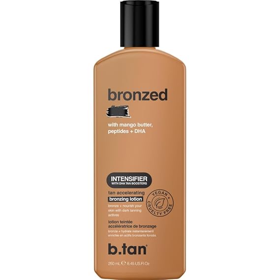 b.tan 0 SPF Tanning Oil Lotion - Dark Intensifier Tinted Sun Tan Bronzer