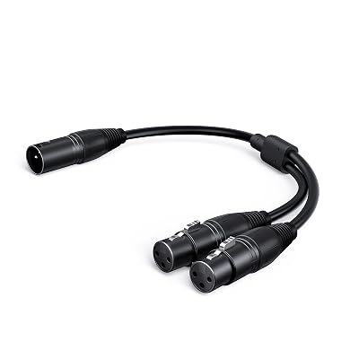 CableCreation Balanced XLR Splitter 1 Foot, 2 X LR Female to XL R Male, 3Pin Microphone X L R Y Cord Mic Split 1 Male to 2 Female Dual Patch Cable,Black