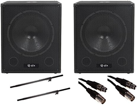 QTX QT18SA 18" 2000W Active Powered Subwoofer Bass Bin Speaker Package