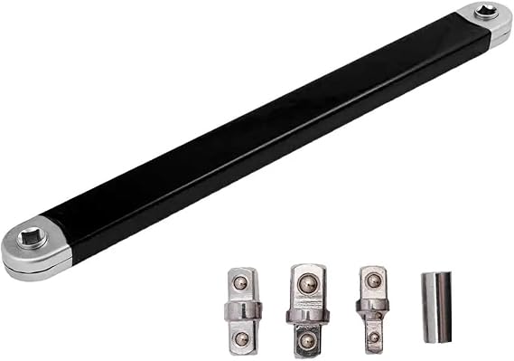 Offset Wrench Offset Extension Wrench Professional 3/8'' to 1/2'' 1/4'' Square Drive Adapter 15inch for Tight Spaces for Automotive Repair(Black)