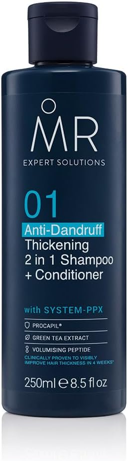 MR 2 in 1 Anti-Dandruff Thickening Shampoo and Conditioner (250ml) for Men with System-PPX. Hair Loss Shampoo, Vegan & Cruelty Free for Hair Growth