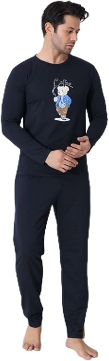Siyah Uzun Kollu Pijama Takımı, erkekuzunkol