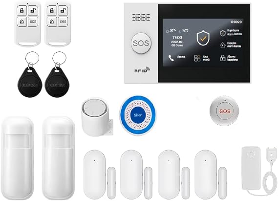 Ev ve İş Yeri Akıllı Güvenlik Alarm Sistemleri(Sim Kart/google Asistan/amazon Alexa/Tuya Smart) (giriş plus set)