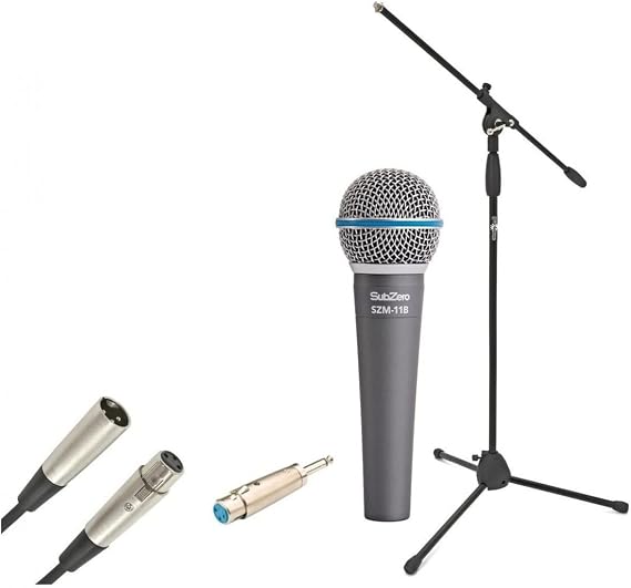 SubZero Dynamic Vocal Microphone with Boom Stand and Cable 11B