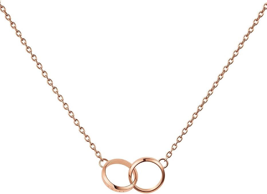 Daniel Wellington Elan Unity Pendant Necklace - 316L Stainless Steel, Interlocking Double Circle Ring Necklace for Women & Men, 44cm / 17.3 Inches