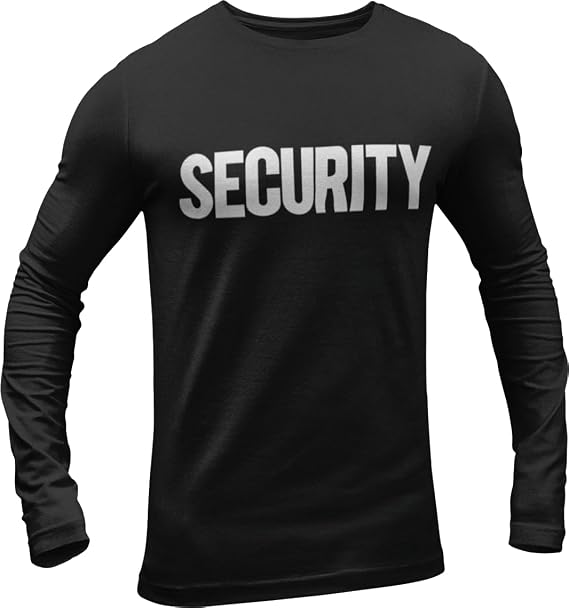 NYC FACTORY Men's Long Sleeve Security T-Shirt Screen-Printed Front & Back Tee