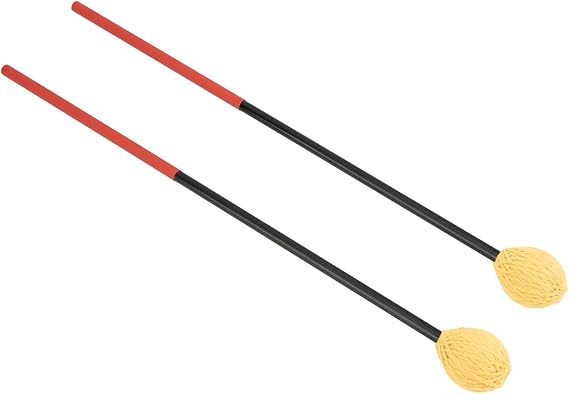 Marimba Mallets, Medium Hard Yarn Keyboard Mallets Carbon Fiber Handle Cotton Thread Drum Stick for Bass Percussion Instruments(Yellow)