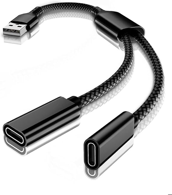 Elebase for iPhone 17 USB Male to Double USBC Female Adapter,TypeA Splitter