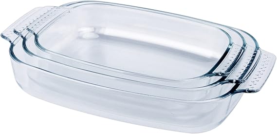 Rectangular Tempered Glass Bakeware Set.