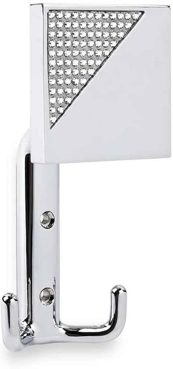 Robe and Towel Hook with Corner Crystals in Bright Chrome