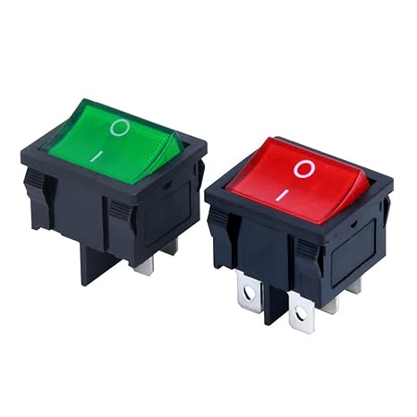 Mini Toggle Press Button Rocker Flick Switch, KCD1 Series 21x24.1mm Plastic Rocker Toggle Switch With 4-Pin Terminal And Multicolor LED(4-Pin Black)