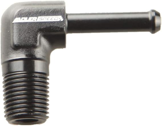 1/8" NPT To 3/16" 90 Degree Hose End Barb Adapter Fitting Aluminum Black