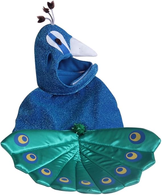 Pet Peacock Costume Outfit for Dogs and Cats Blue Creative Animal Pattern Comfortable Party Dress Clothes for Halloween Birthday Wedding