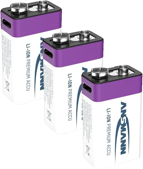 Ansmann 9V 400 Lithium-Ion Rechargeable Battery - 3pk