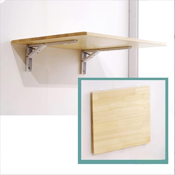 Folding wall drop leaf table, wall-mounted folding table for small spaces wall-mounted folding dining table solid wood wall table creative folding design better use of space ( Color : Original wood co