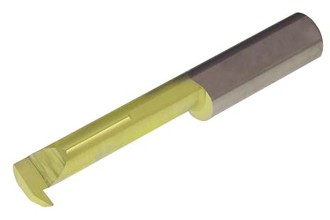 THINBIT RT81CRC MICROBIT TiN Coated Solid Carbide Reverse Profiling Tool, .500" Minimum bore, 1.750" Reach, Heavy Duty Elliptical Neck with .157" Projection and 1/2" Shank