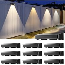 Solar Wall Lights,100 LM Solar Fence Lights Outdoor Solar Powered with Ultra-Bright LED Lens 1200 mAh Waterproof IP65 for Outside,Backyard,Patio,Porch,Yard,Garden,Railing 10 Pack (6 Modes)