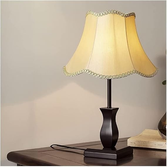 Table Lamps Traditional Bedroom Contemporary Fabric Drum Shade Desk Light Modern Simple Designs Bedside(Button Switch)