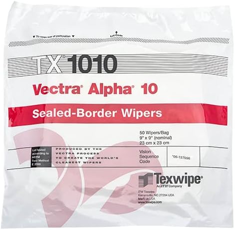 Texwipe TX1010 - Vectra Alpha 10 Dry Cleanroom Wipers, Non-Sterile, 9' x 9', 100 Wipers/Bag