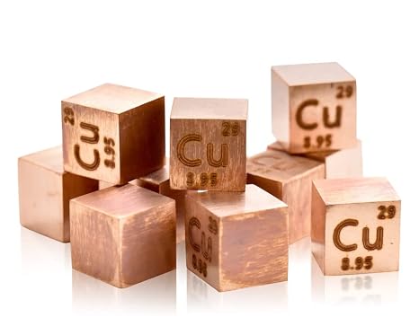 Copper Metal Element Density Cube 10mm 99.99% Pure for Element Collection