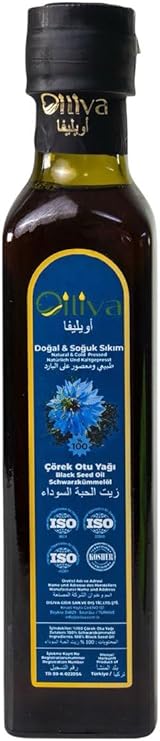 Oiliva Soğuk Sıkım Çörek Otu Yağı 250ml |%100 Doğal | Katkısız | Thymoquinone Zengin | Cold-Pressed Black Seed Oil | Cam Şişe