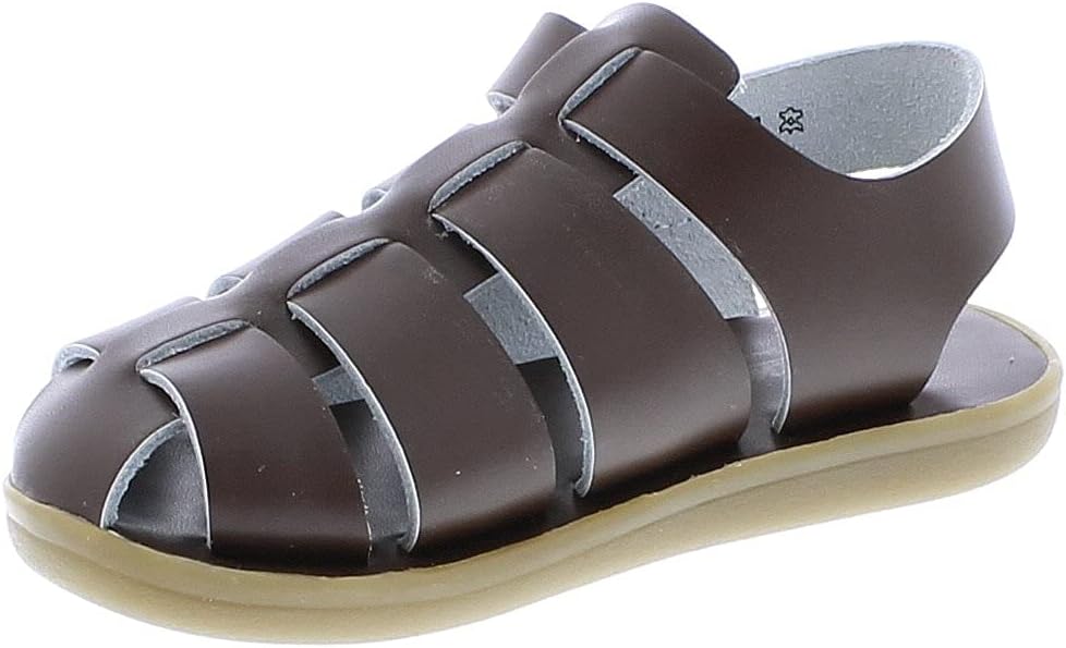 FOOTMATES Captain Waterproof Leather Strap-Closure Fisherman Sandals Boys and Girls Water Shoes With Slip-Resistant Outsoles - For Infants, Toddlers, and Little Kids, Ages 0-8