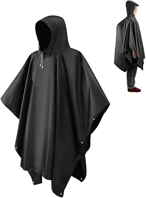 CHGANG Waterproof Poncho Adult, Reusable Rain Poncho Lightweight Waterproof Raincoat Emergency with Hood for Outdoor Hiking Camping Cycling Traveling