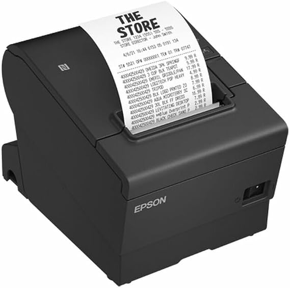 Epson TM-T88VII (112) Direct Thermal POS Printer, USB and Ethernet, 180 x 180 DPI, 500 mm/sec, Black
