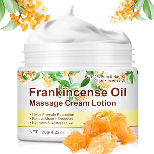 Frankincense Balm for Skin, Frankincense Oil Massage Cream with Pure & Natural Frankincense Essential Oil, Hydrates & Restores Skin, Enhance Skin Elasticity, Frankincense Cream Dry Skin 120g