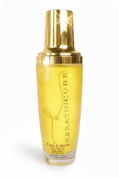 Keratin Cure Hair Serum - Anti-Frizz, Shine & Heat Protectant with Argan, Marula & Coconut Oil | Lightweight Leave-In Treatment for Straight, Wavy & Curly Hair | Men, Women & Kids