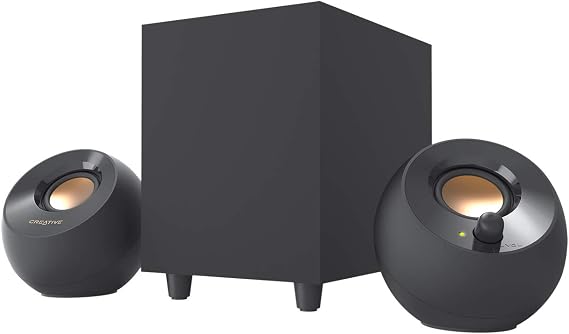 Creative Pebble Plus 2.1 USB-Powered Desktop Speakers with Powerful Down-Firing Subwoofer and Far-Field Drivers, Up to 8W RMS Total Power for Computer PCs and Laptops (Black) | 2.1 Speakers, USB Audio, Subwoofer, Deep Bass, Far-Field Audio, Desktop Speakers, PC Audio