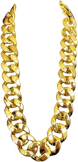 Hip Hop Rapper Plastic Chunky Fake Gold Chain Necklace,80s/90s Costume Prop