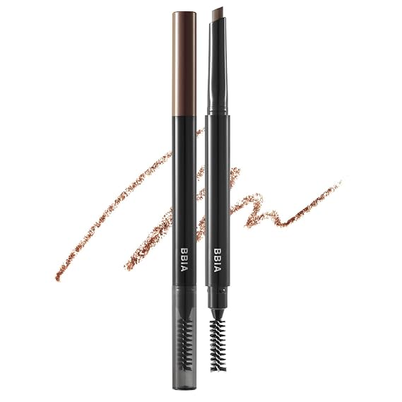 BBIA Last Auto Eyebrow Pencil 5 Colors No Sebum Brow Definer Retractable Pencil with Dual-Sided Brush Waterproof Longlasting Shape & Define & Fill Eye Brow Vegan Korean Makeup (03 COCOA BROWN R)
